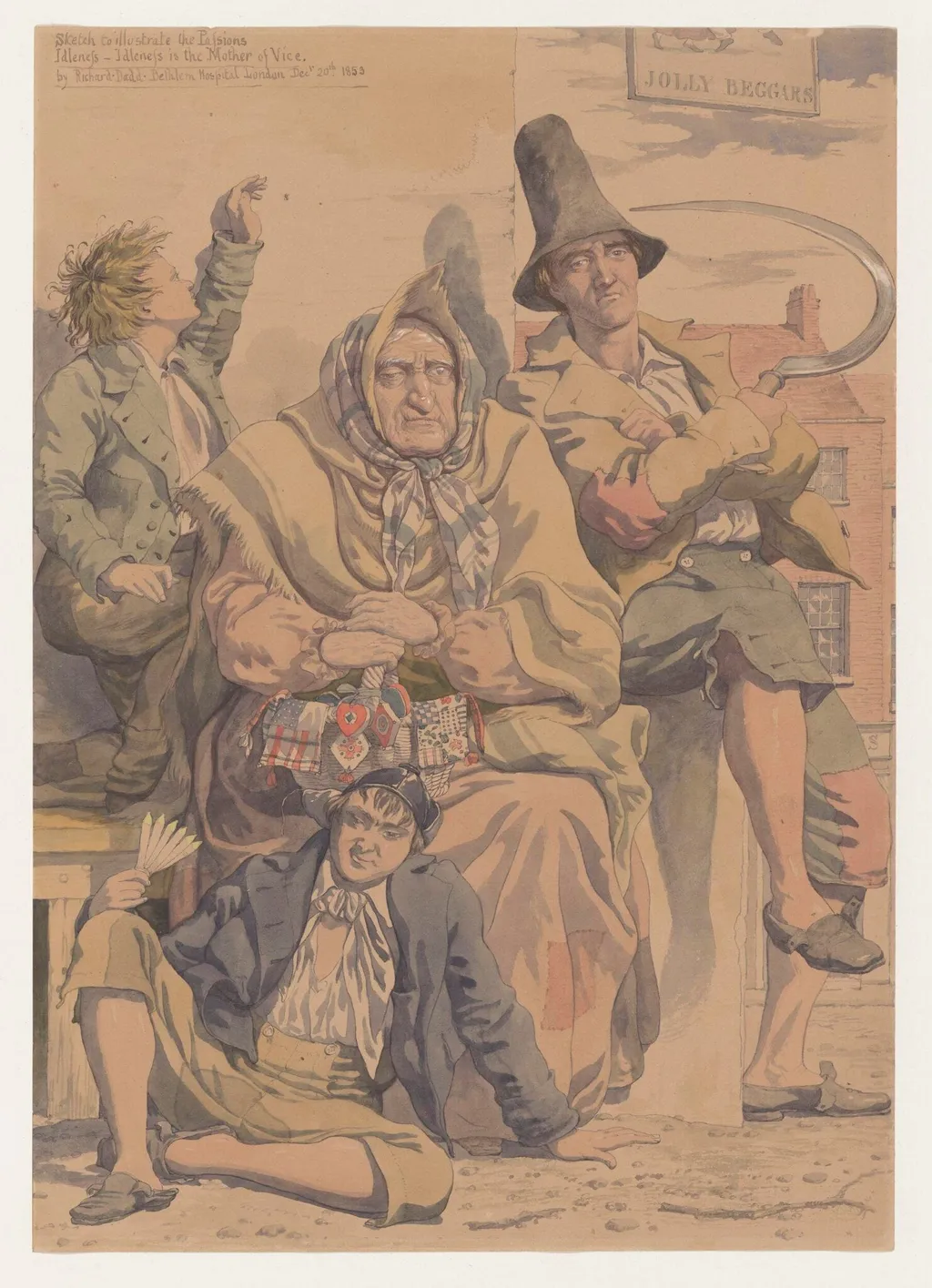 Sketch to illustrate the Passions: Idleness, by Richard Dadd, watercolor, 1853