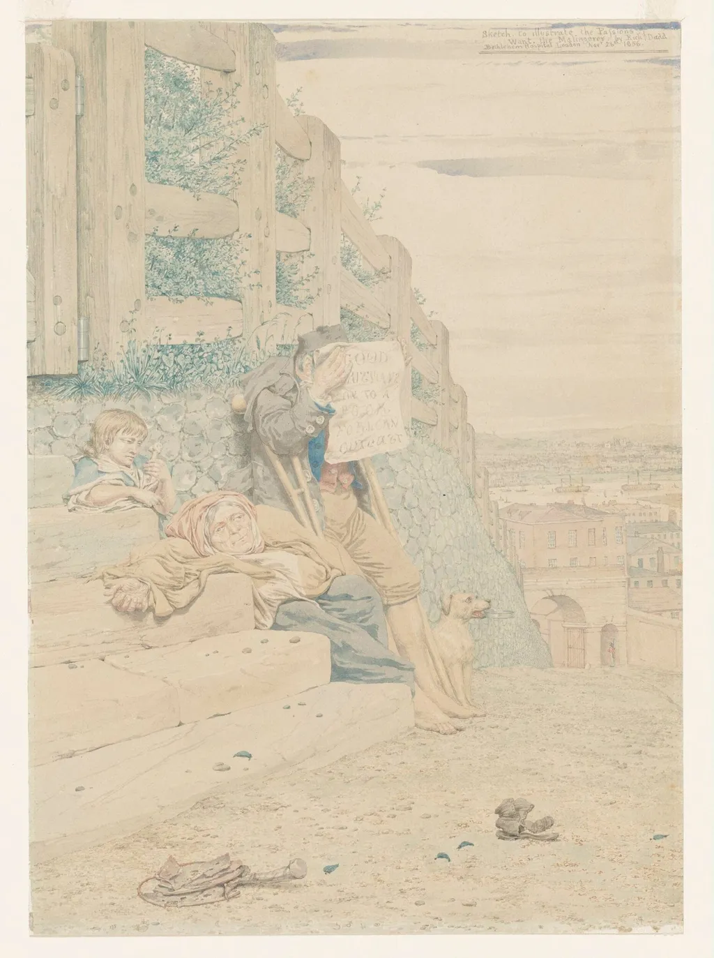 Sketch to illustrate the Passions: Want, by Richard Dadd, watercolor, 1856