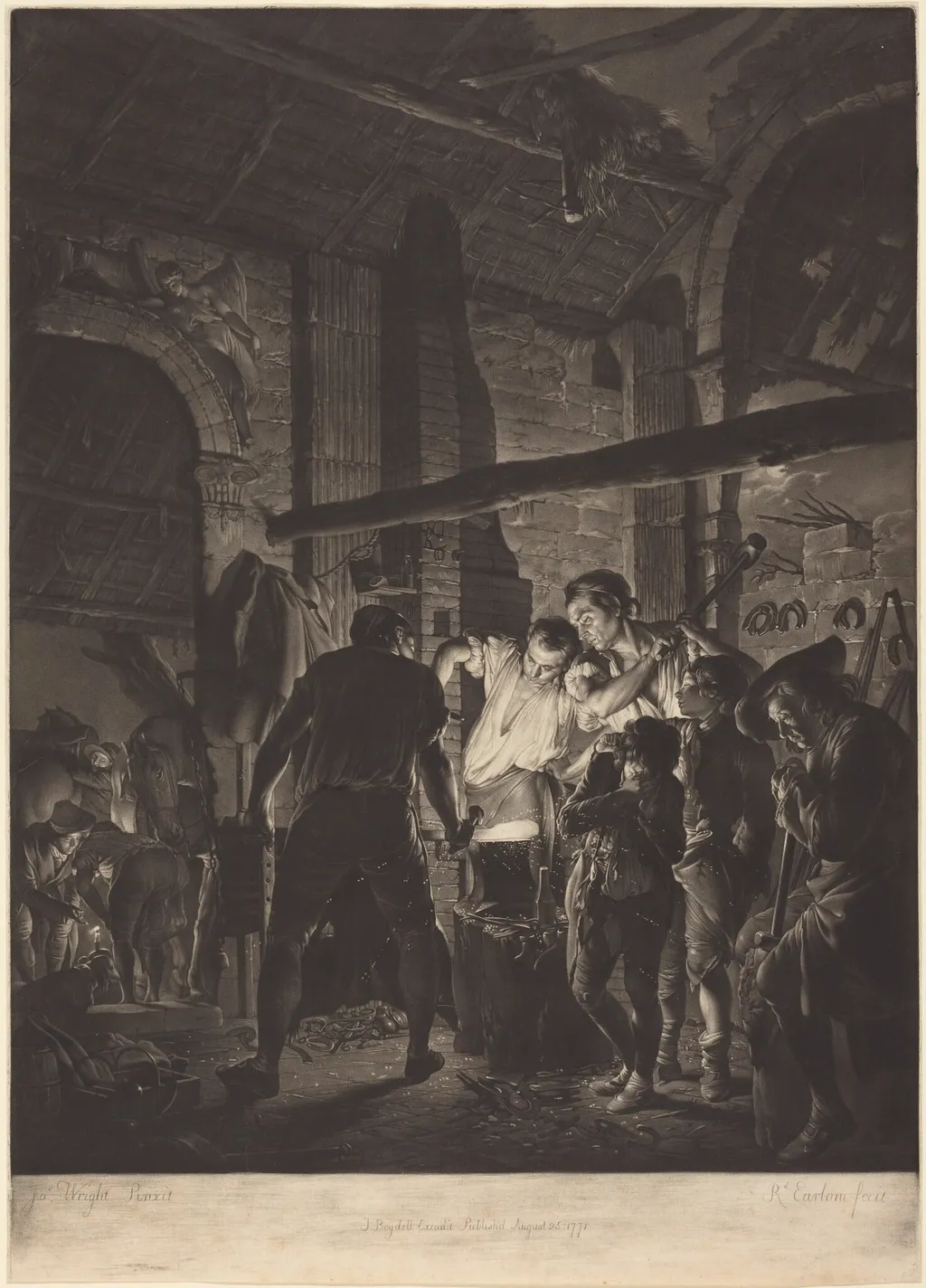 The Blacksmith's Shop, by Richard Earlom, ink, 1771