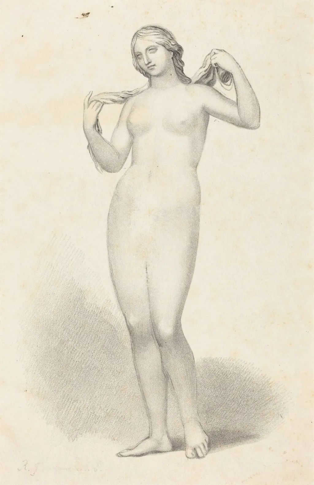 Venus Aphrodite, by Alcamanes, by Richard James Lane, ink, 1829