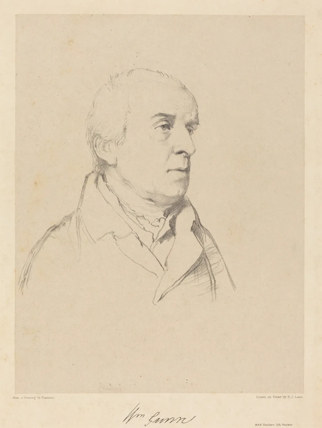 William Gunn, by Richard James Lane, ink, 1836