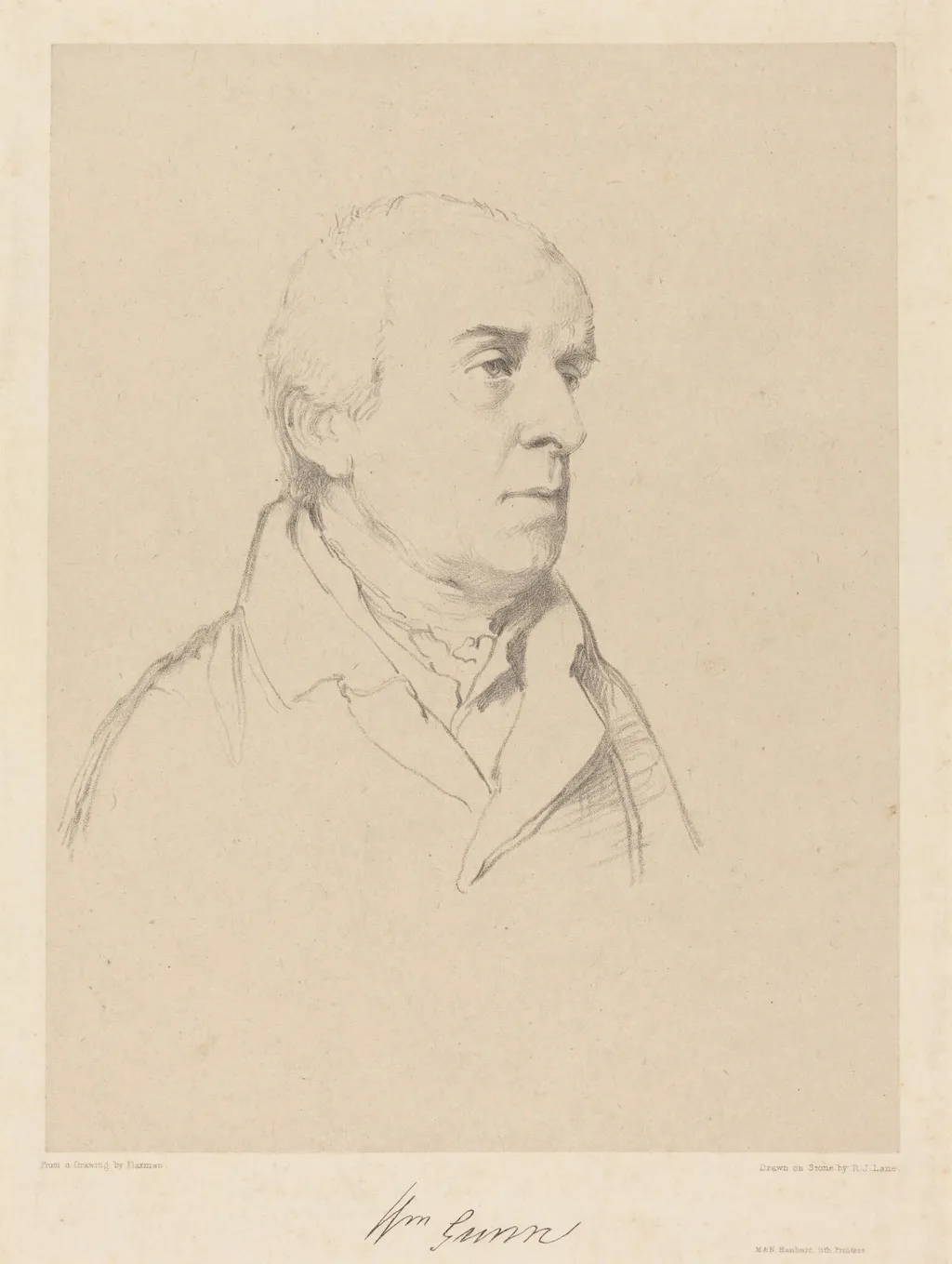 William Gunn, by Richard James Lane, ink, 1836