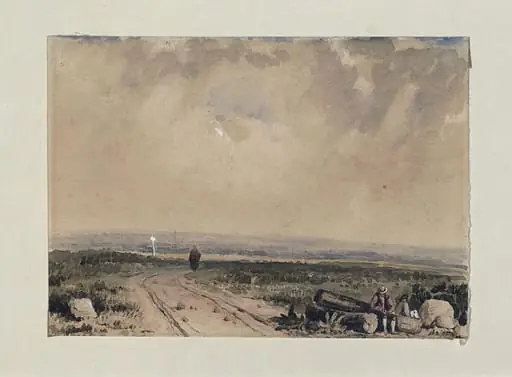 A heath traversed by a winding road, by Richard Parkes Bonington