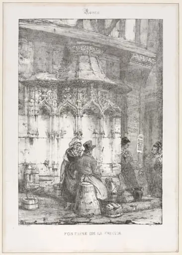 Architectural Remains and Fragments: Rouen - Fontaine de la Crosse, by Richard Parkes Bonington