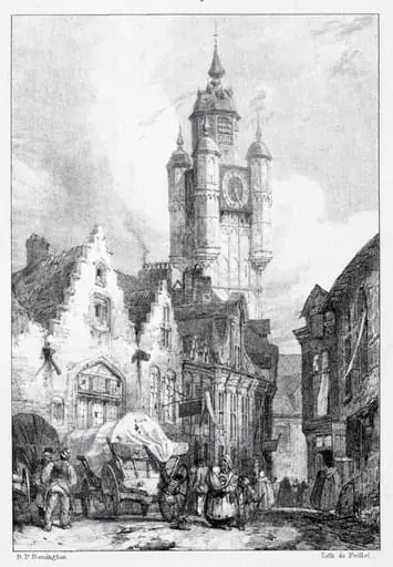 Bergues: La Tour du marché, by Richard Parkes Bonington