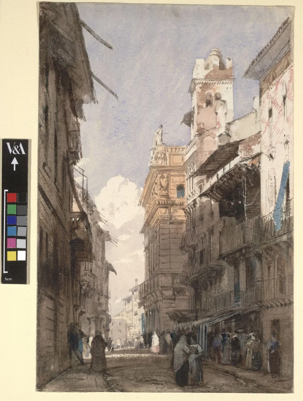 Corso Sant'Anastasia, Verona, with the Palace of Prince Maffei, by Richard Parkes Bonington, watercolor, 1826