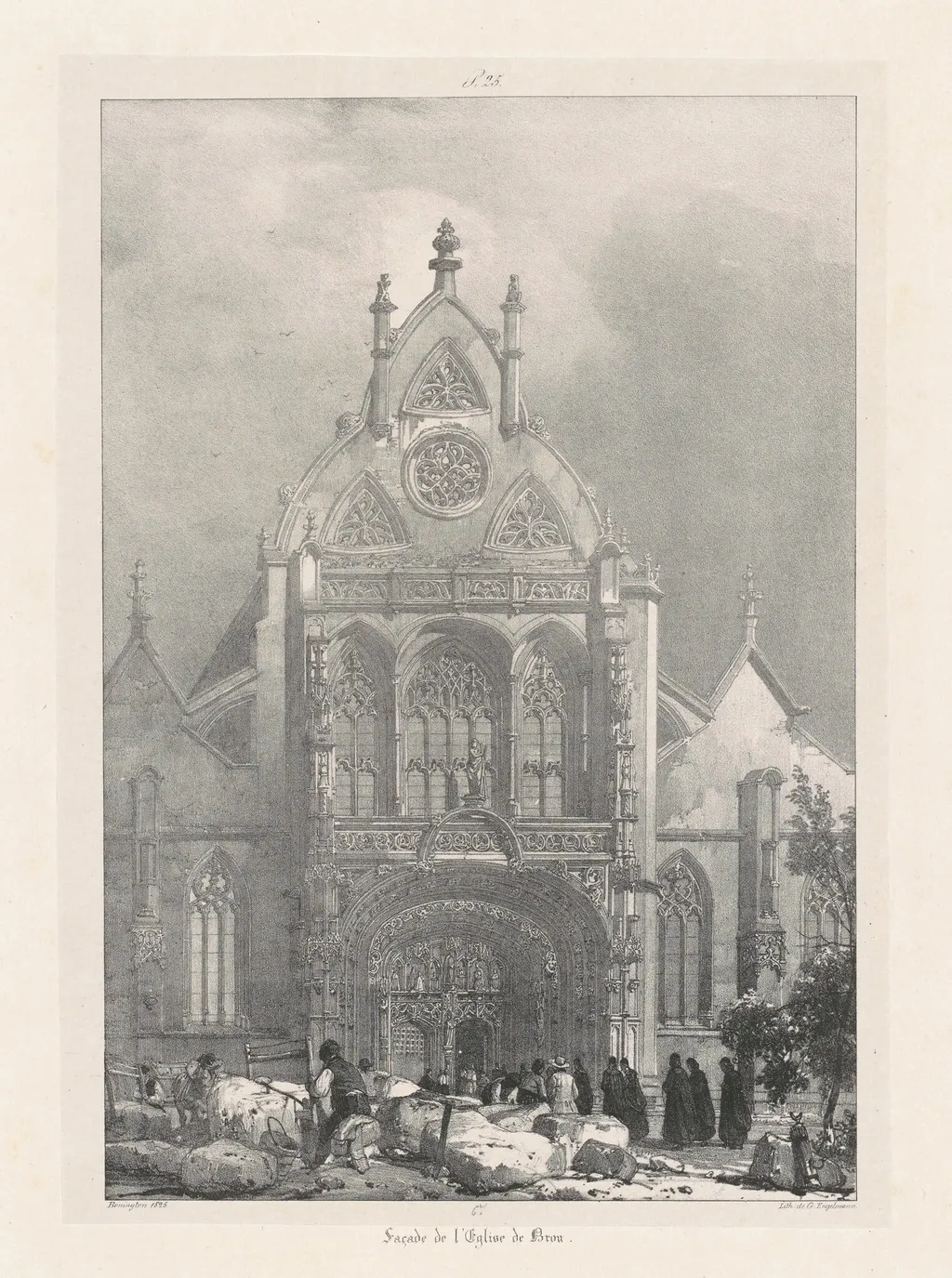 Façade de l'Église de Brou (Facade of the Church at Brou), by Richard Parkes Bonington, ink, 1825