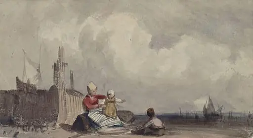 Fisher Folk on the Beach, by Richard Parkes Bonington