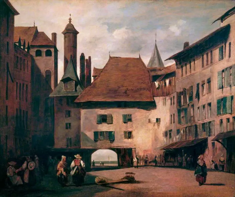 La Place du Molard, Geneva, by Richard Parkes Bonington
