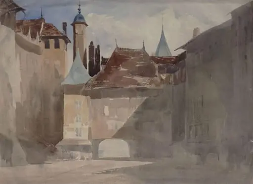 La Place du Molard, Geneva, by Richard Parkes Bonington