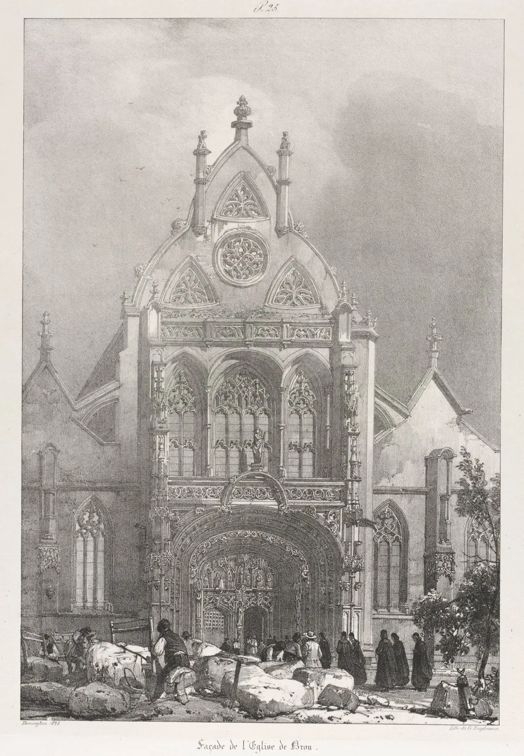 Picturesque and Romantic Trips in Old France, Franche-Compté: Front of the Church at Brou, by Richard Parkes Bonington, 1825