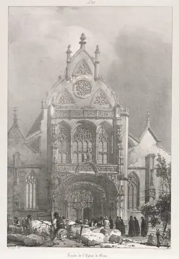 Picturesque and Romantic Trips in Old France, Franche-Compté: Front of the Church at Brou, by Richard Parkes Bonington