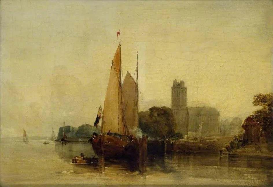 River Scene near Dordrecht, by Richard Parkes Bonington, unspecified, 1825