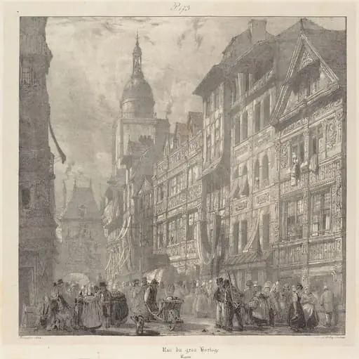 Rue du gros-horloge, Rouen, by Richard Parkes Bonington
