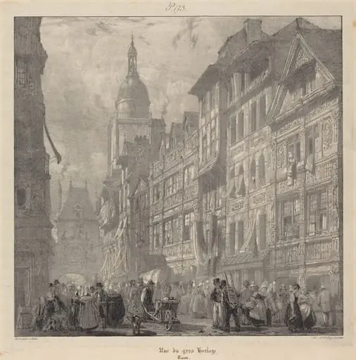 Rue du gros-horloge, Rouen, by Richard Parkes Bonington