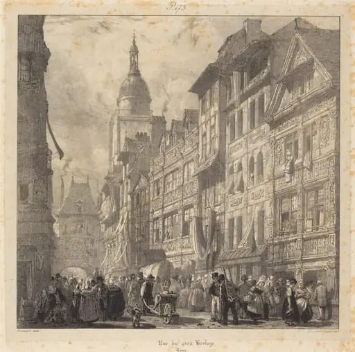 Rue du gros-horloge, Rouen, by Richard Parkes Bonington