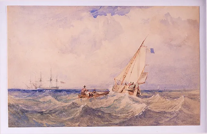 Shipping in a Swell, by Richard Parkes Bonington, unspecified, 1824