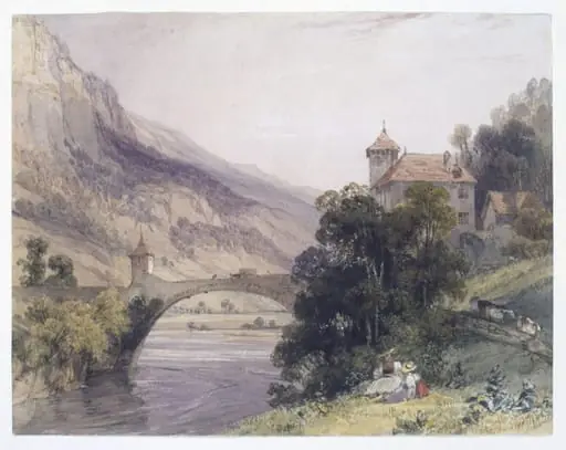 The Bridge of St. Maurice, Valais, Switzerland, by Richard Parkes Bonington