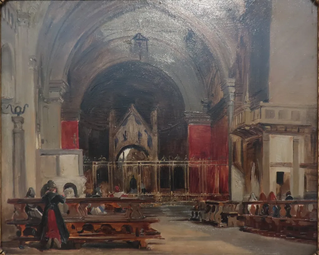 The Interior of Sant' Ambrogio, Milan, by Richard Parkes Bonington, unspecified, 1826