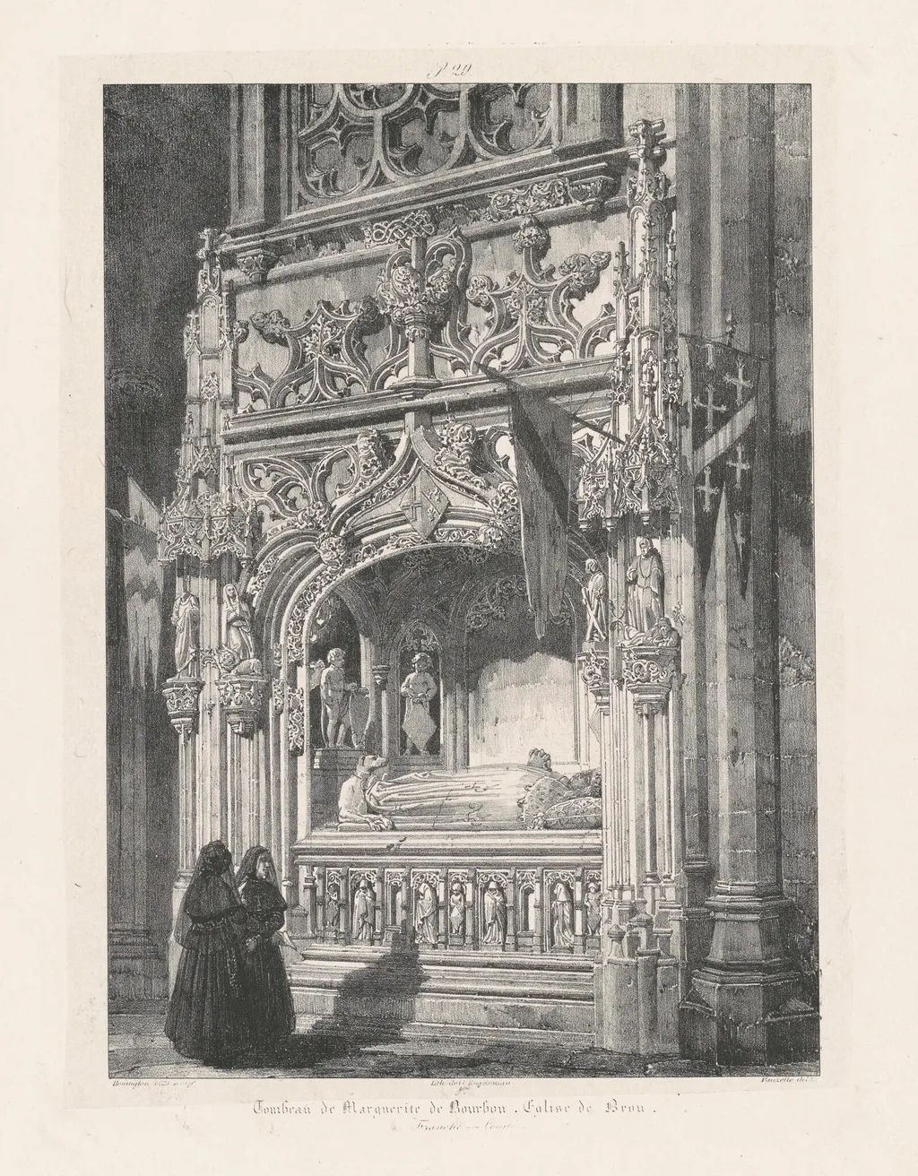 Tombeau de Marguerite de Bourbon. Église de Brou (Tomb of Marguerite de Bourbon, Church at Brou), by Richard Parkes Bonington, ink, 1825