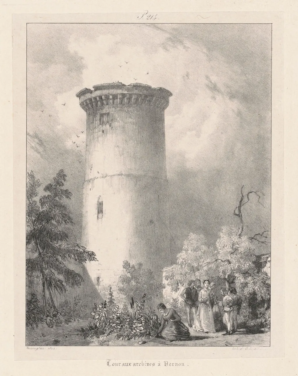 Tour aux Archives à Vernon, by Richard Parkes Bonington, ink, 1824