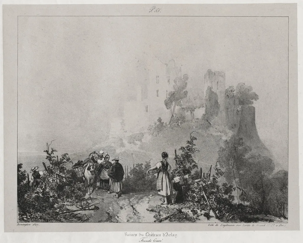 Voyages pittoresques et romantiques dans l'ancienne France, Franche-Comté: Ruines du château d'Arlay, by Richard Parkes Bonington, 1825