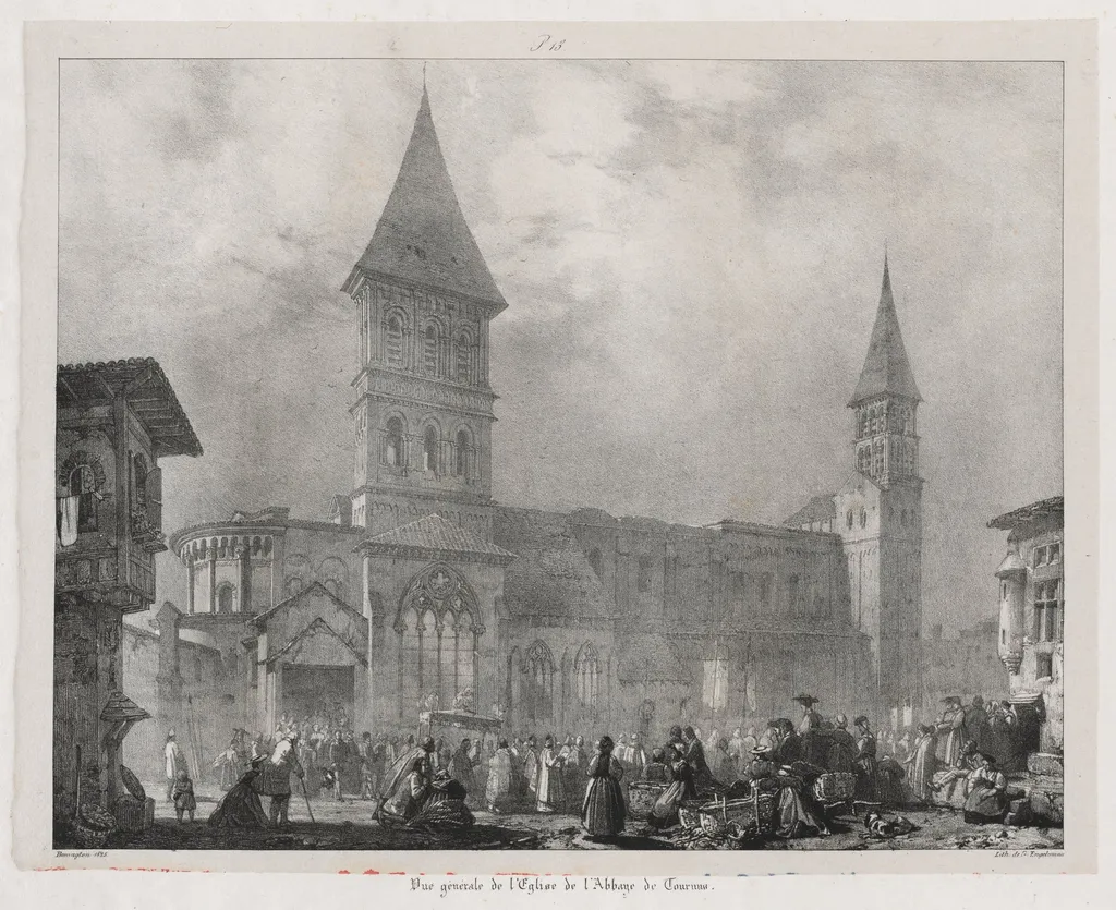 Voyages pittoresques et romantiques dans l'ancienne France, Franche-Comté: Église de l'abbaye de Tournus, by Richard Parkes Bonington, 1825