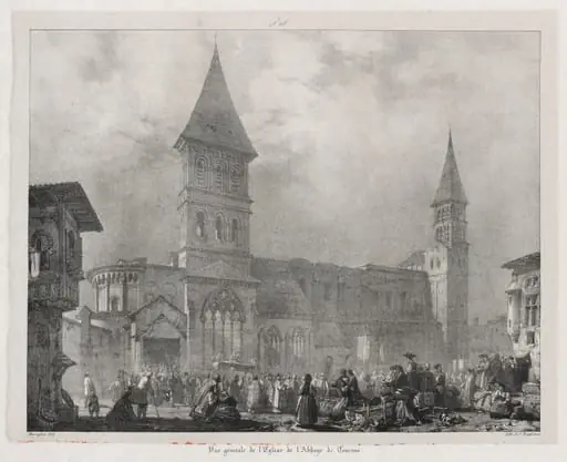 Voyages pittoresques et romantiques dans l'ancienne France, Franche-Comté: Église de l'abbaye de Tournus, by Richard Parkes Bonington