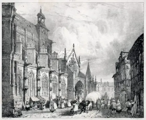 Voyages pittoresques et romantiques dans l'ancienne France,  Normandie:  Église de Saint Gervais et Saint Protais à Gisors, by Richard Parkes Bonington