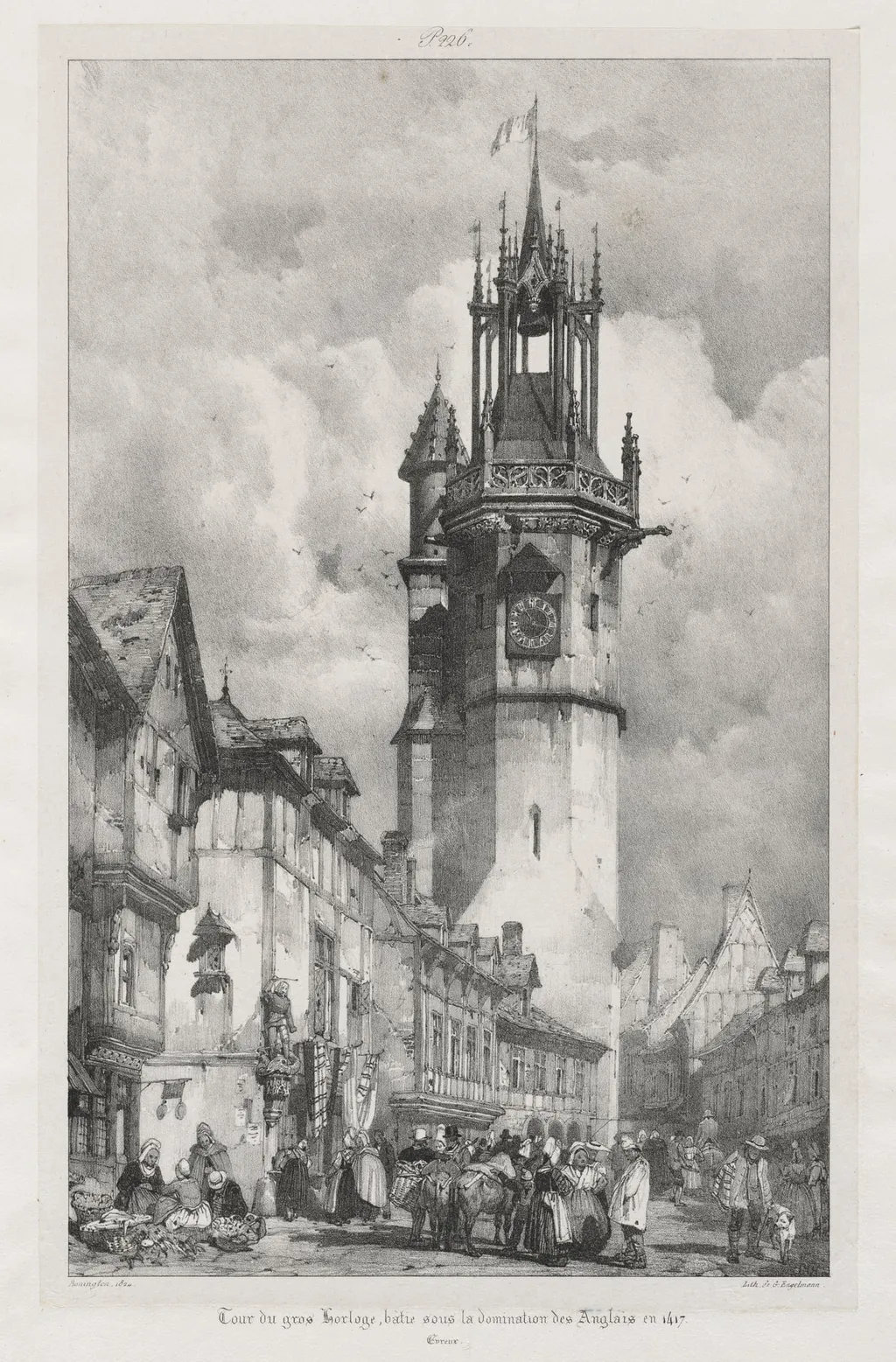 Voyages pittoresques et romantiques dans l'ancienne France, Normandie: Tour du Gros-Horloge, Evreux, by Richard Parkes Bonington, 1824