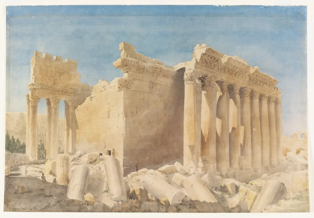 Temple of Bacchus, Baalbek, by Richard Phené FRIBA FSA Spiers, watercolor, 1866