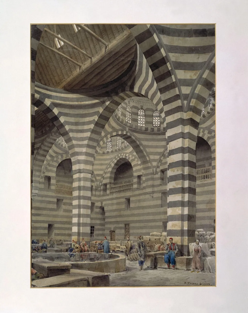The Great Khan, Damascus, by Richard Phené FRIBA FSA Spiers, watercolor, 1866
