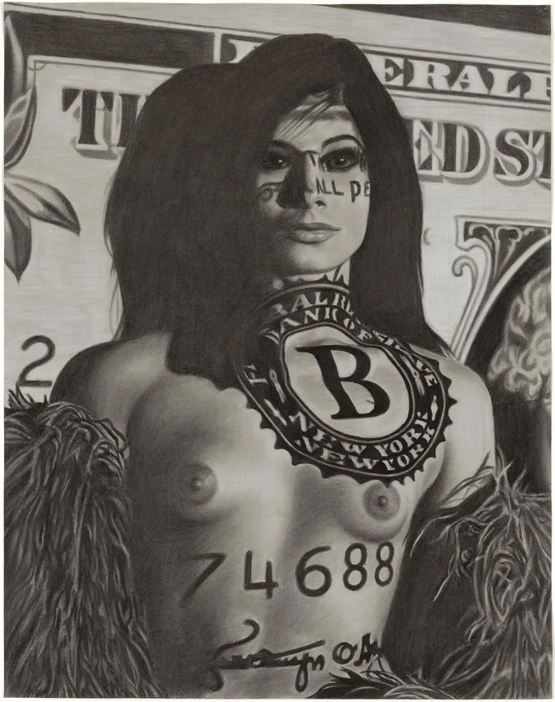Untitled, by Richard Phillips, charcoal, 2003