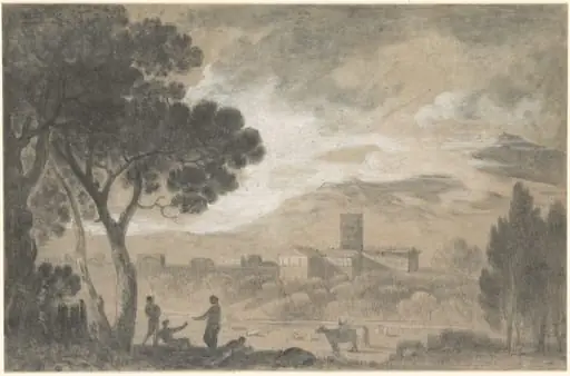 A View in Italy with Mountains in the Distance, by Richard Wilson