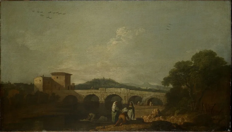 Bridge of Augustus at Rimini, by Richard Wilson, oil, 1757