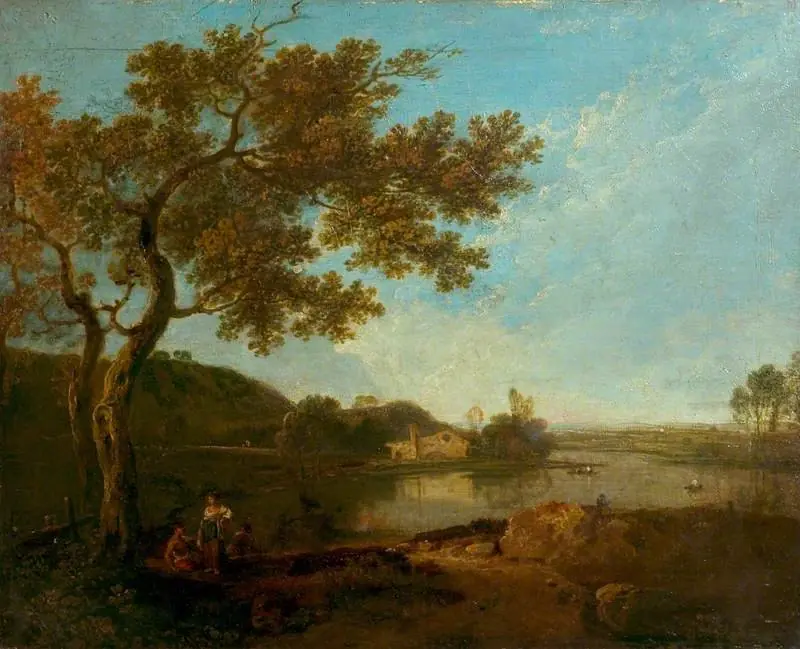 Italian River Scene with Figures, by Richard Wilson