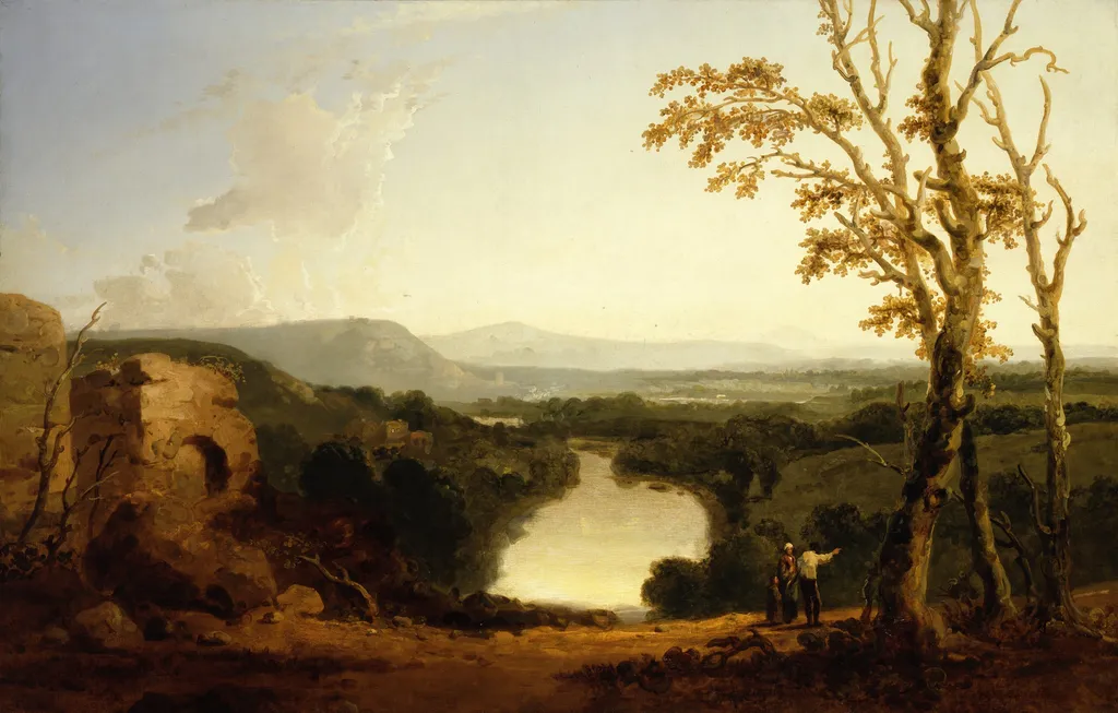 Landscape with River Valley, by Richard Wilson, oil, 1757