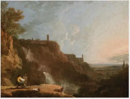 The Palace of Mycenas, Tivoli, and Distant View of Rome, by Richard Wilson, oil, 1752