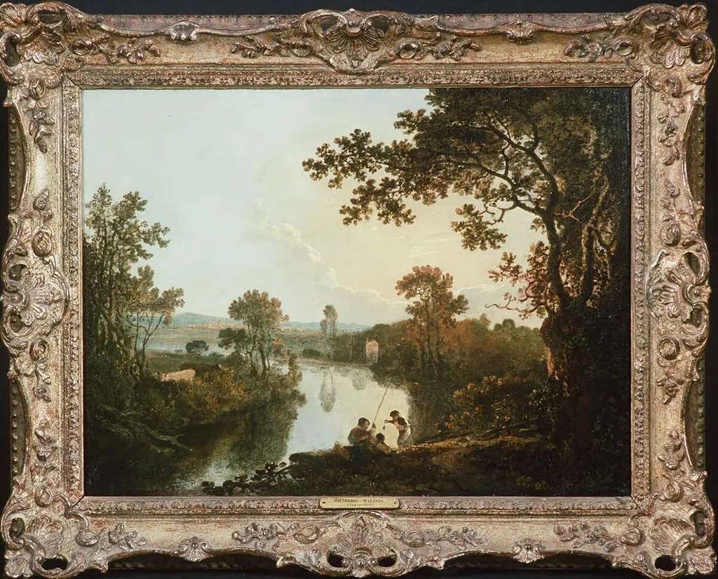 view on the river Dee with anglers, by Richard Wilson, oil, 1770
