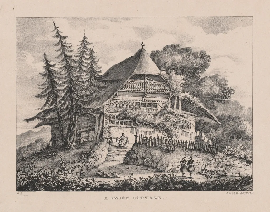 A Swiss Cottage, by Richenda Cunningham, ink, 1825