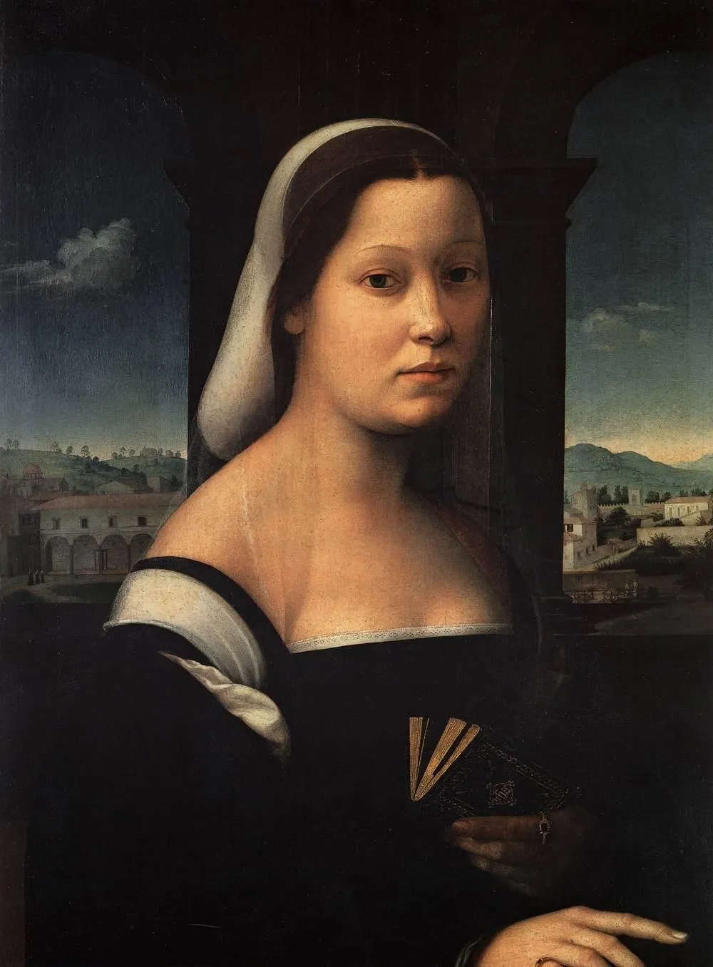 Portrait of a Woman, called "The Nun", by Ridolfo del Ghirlandaio, oil, 1506