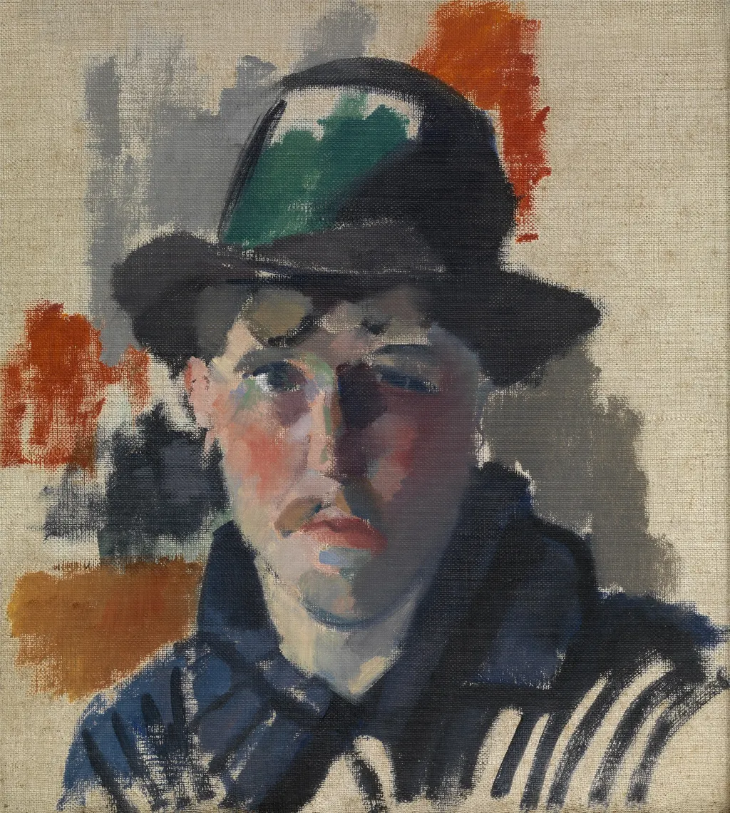 Self Portrait in a Green Hat, by Rik Wouters, oil, 1915
