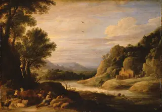 River landscape with resting shepherds and herds, by David Teniers the Younger