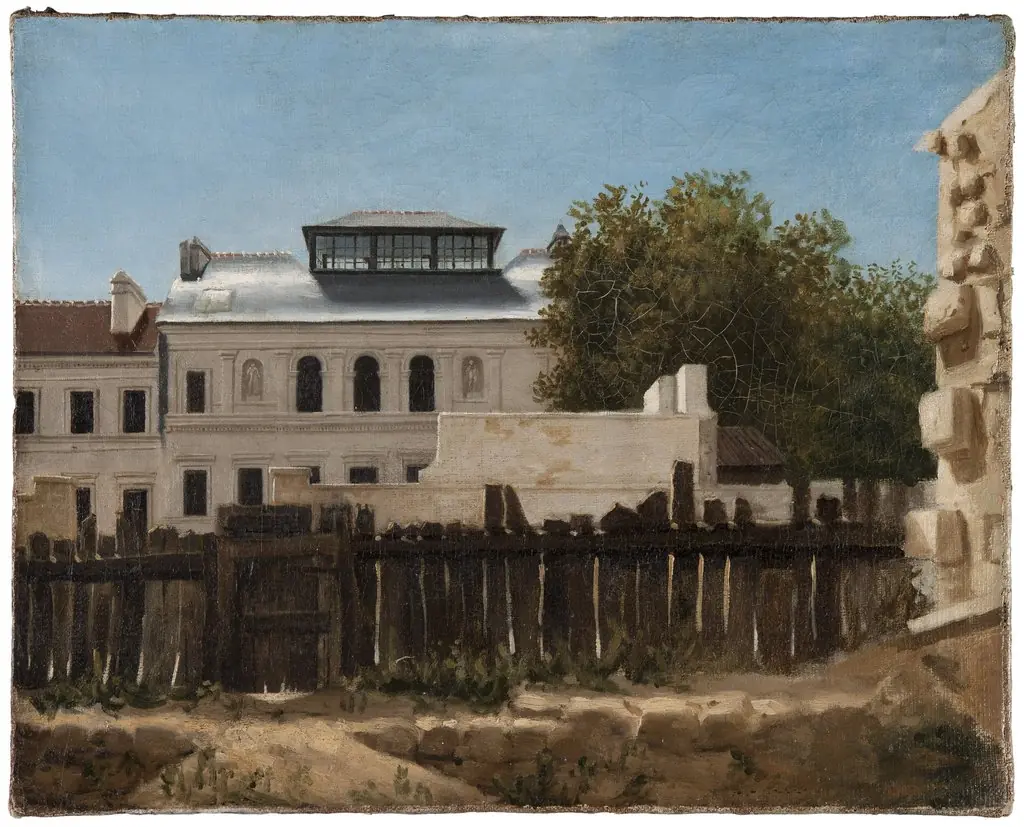 Rivningstomt med palladiansk villa i bakgrunden