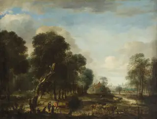 Road through a wet forest, by Aert van der Neer