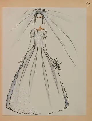 Robe de mariée festonnée et son voile
