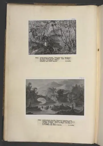 Romantic landscape with figures crossing a bridge, by Robert Adam