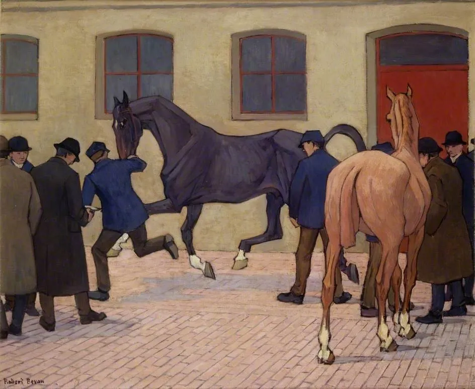 Showing at Tattersalls, by Robert Bevan, oil, 1919