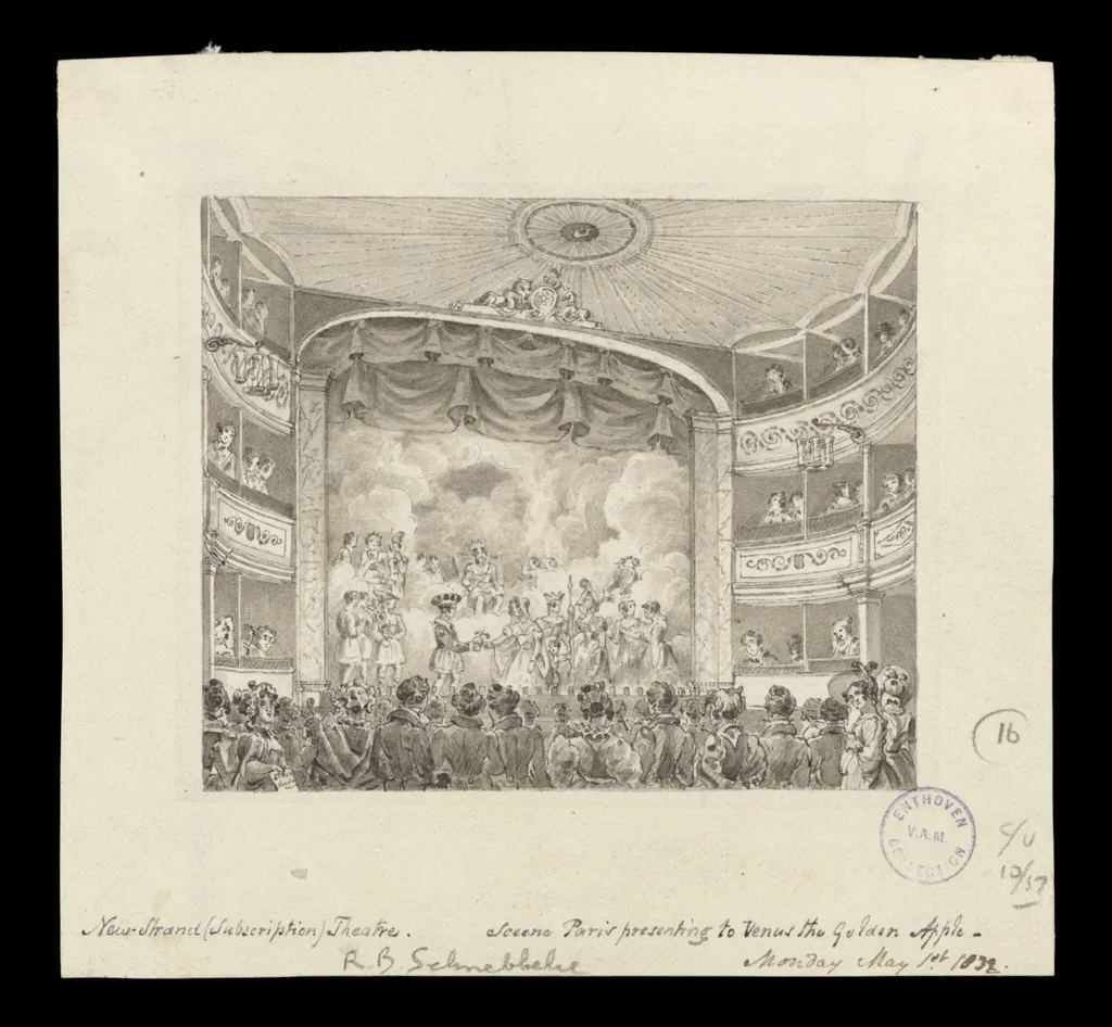 Drawing of the New Strand Theatre, by Robert Blemmell Schnebbelie, 1
