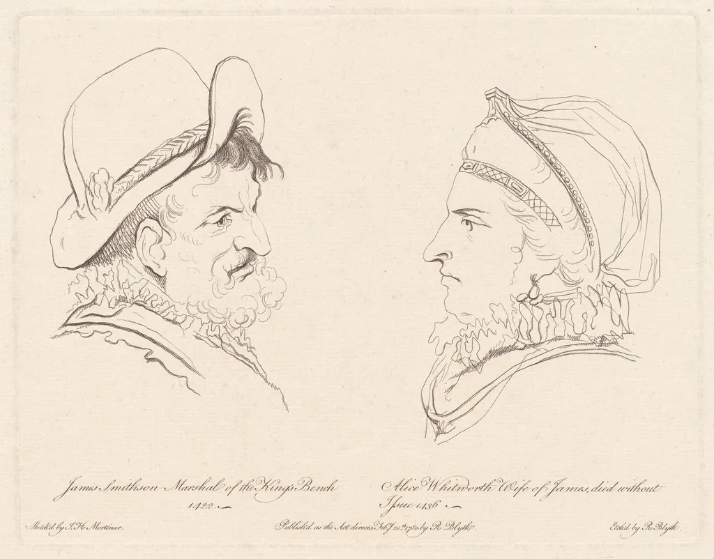 James Smithson and Alice Whitworth, by Robert Blyth, ink, 1780